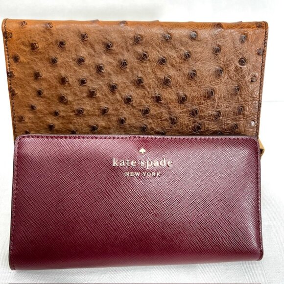 kate spade Handbags - Vgt ALOP Milan Wallet made Italy Ostritch Brown & Kate Spade N.Y. Burgendy 15